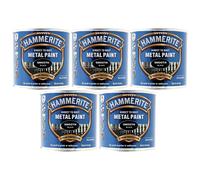 5X Hammerite Smooth Black Direct to Rust Metal Paint 250ml