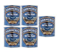 5X Hammerite Smooth Blue Paint 750ml Direct to Rust Metal Paints