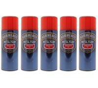 5x Hammerite Smooth Red Metal Spray Paint 400ml x5 Aerosol Tins