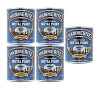 5X Hammerite Smooth Silver Paint 750ml Direct to Rust Metal Paints