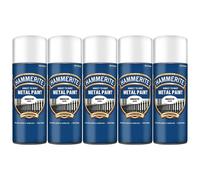 5X Hammerite Smooth White Aerosol Direct to Rust Metal Spray Paint 400ml
