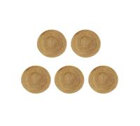 5X Handwoven Rattan Placemats,Round Wicker Table Mats, Natural Woven Placemats for Dinner Table,Heat Resistant Mats