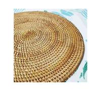 5X Handwoven Rattan Placemats,Round Wicker Table Mats, Natural Woven Placemats for Dinner Table,Heat Resistant Mats
