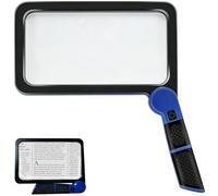 5X Large Full Page Magnifying Glass with Light for Reading Books Newspaper Small Print, 48 LED Bright Illuminated Handheld Magnifier, Lightweight Easy Hold for Elderly Low Vision Visually Impaired