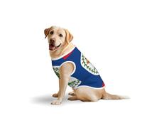 5X-Large Large Pet Pure Cotton Vest - Summer T-Shirts for Medium Dogs, Belize Flag Print Breathable & Soft Tank Top