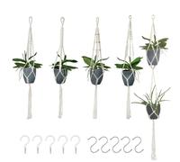 5x macramé hanging basket white 145 / 104 / 100 cm made of cotton rope