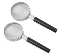 5X Magnification Handheld Magnifier with 50mm Lens Diameter, Metal Frame Optical Glass for Reading and Close Inspection, 2-Pack