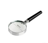 5X Magnification Handheld Magnifying Glass with 60mm/90mm Large Optical Glass Lens for Reading and Inspection - Black Handle(90MM)