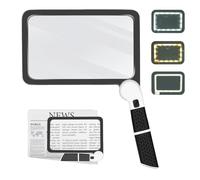 5X Magnifying Glass for Reading, Rectangular Handheld Magnifier with 48 LED Light, Large Foldable Lightweight Page Magnifier for Seniors, Reading, Low Visions, Books