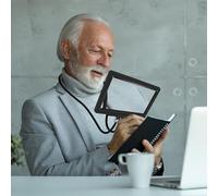 5X Magnifying Glass, Neck Mounted Magnifier for Reading Small Prints & Elderly People with Aging Eyes, Full-Page Magnifying Glass 8"x5" for Low Vision Seniors,black