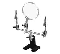5x magnifying glass with heavy cast iron base and alligator clips. Soldering loupe, third hand magnifying glass for repair, assembly, soldering, electronics, etc.