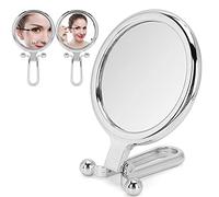 5X Magnifying Mirror with Suction - Foldable Free Standing Travel Mirror for Home and Hotel