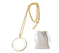 5X Magnifying Monocle, Monocle Eyeglass With a Grey bag, Magnifying Glass Necklace Classic, Easy to Carry, Style for Sewing Carving Handicrafts Watch Repair Reading Books Maps and Newspapers(Gold)