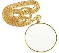 5X Magnifying Monocle Necklace - Yellow Monocle Lens with Eyeglass Chain - Vintage Antique Monocle - For Sewing, Carving, Reading Books & Maps - Small Magnifying Glass Pendant for Close-Up Detail Work