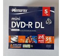5x Memorex Mini DVD-R DL 54 min. 2.6GB 8cm Recordable Doudle Layer for Camcorder