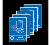 5x Mixed Paper & Card Recycling Bin Self Adhesive Stickers 150x200mm
