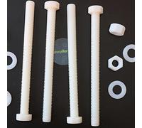 5X Natural Nylon Hex Head, M12 x 150mm, Plastic Nuts and Bolts, Washers, Hexagon, Nylon