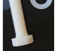5X Natural Nylon Hex Head, M16 x 100mm, Plastic Nuts and Bolts, Washers, Hexagon, Nylon