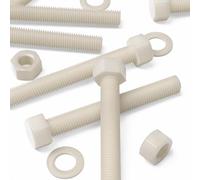5X Natural Nylon Hex Head, M20 x 150mm, Plastic Nuts and Bolts, Washers, Hexagon, Nylon