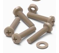 5X Natural PEEK Pan Head Plastic Screws & Bolts M4 x 20mm, Nuts & Washers