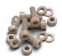 5X Natural PEEK Socket Head Screws & Bolts M6 x 20mm, Nuts & Washers