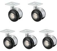 5X Office Chair Swivel Caster Wheels - Replacement Castor Wheels with Metal Top Plate for Small Sofas and Furniture on Hard Floors(Universal,50mm/2in)