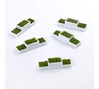 5x OO Gauge 1:75 E Shape Flower Beds Set for Parking Scenery Layout | Plastic,green,pack of 5,approx. 58x16x16mm,for train parking scenery,street layout,fairy garden,dollhouse decor