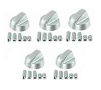 5x Oven Cooker Hob Control Silver Knob Switch + 5 Adaptor Kit For Cannon (Pack Of 5)