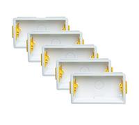 5X Pack Double 2-Gang 35mm Dry-Lining Back Box Electrical Wall Knockout Recessed Flush Mount Deep Pattress Dry Lining Partition Walls Switches Sockets Fused Spur Euro Module Faceplates - Yellow
