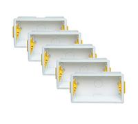 5X Pack Double 2-Gang 47mm Dry-Lining Back Box Electrical Wall Knockout Recessed Flush Mount Deep Pattress Dry Lining Partition Walls Switches Sockets Fused Spur Euro Module Faceplates - Yellow