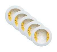 5X Pack Round 35mm Dry-Lining Back Box Electrical Wall Knockout Recessed Flush Mount Deep Pattress Dry Lining Partition Walls Switches Sockets Fused Spur Euro Module Faceplates - Yellow