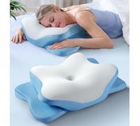 5X Pain Relief Cervical Neck Pillow for Neck Support, Ergonomic Cooling Side Sleeper Pillow for Sleeping, Odorless Contour Memory Foam Pillows, Orthopedic Bed Pillow for Side Back Stomach Sleeper