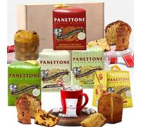 5x Panettone Italian Flavours 1x Hot Chocolate Powder | Christmas Food Hampers for Family Fun Treats Adults Kids Chocolate Panettone Cake Box Pandoro Christmas Food Gifts for Couples Stocking Fillers