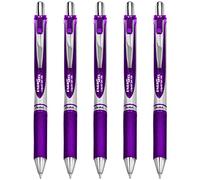 5x PENTEL BL77 ENERGEL RETRACTABLE ROLLER BALL PENS. VIOLET INK. 0.7mm METAL TIP. RUBBER GRIP. BL77-V x5