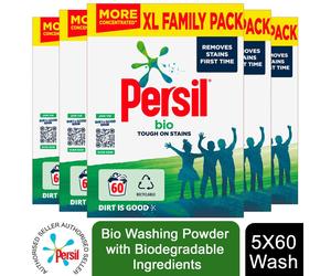 5x Persil Bio Washing Powder with Biodegradable Ingredients, 3kg, 60W