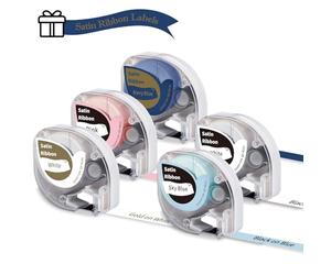 5X Phomemo P12/LT12 Satin Ribbon Original 12 mm x 2m/roll, Q5-R234/RE31/RN34/R531/R231 Silk Ribbon 5 Colours Gift Ribbon for Craft and Gift Party,Wedding DIY Gift Wrapping, for P12/P12Pro/LT12