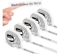 5X Phomemo P12 & P12 Pro Original Label Tape, 12 mm x 4 m, Black on Clear, Q5-TB131, Waterproof Plastic, Self-Adhesive Label Tape for Phomemo P12/P12 Pro/LT12/F12 Label Printers