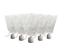 5x Plant Fleece Frost Protection Covers with Drawstring - 80cm x 120cm Harbour Housewares White One Size