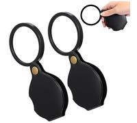 5X Pocket Magnifying Glass 2 Pcs Rotating Folding Small Magnifying Glass for Reading Portable Mini Pocket Magnifier For Close Work Seniors Student Reading Newspaper Book Black
