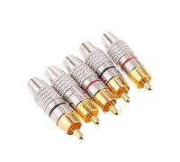 5X RCA Plug Male Solderless Gold Plated Audio Video Adapter Connector