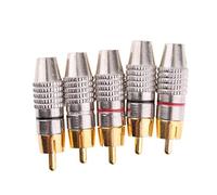 5X RCA Plug Male Solderless Golden Plated Audio Video Adapter Connector