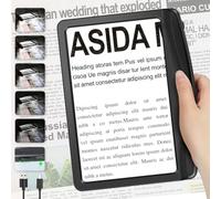 5X Rechargeable Magnifying Glass for Reading, Full Page Magnifier with Dimmable LED, Lightweight HandHeld Magnifying Glass with Light for Reading Books, Newspaper, Small Print for Seniors