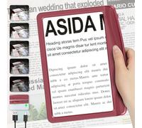 5X Rechargeable Magnifying Glass for Reading, Full Page Magnifier with Dimmable LED, Lightweight HandHeld Magnifying Glass with Light for Reading Books, Newspaper, Small Print for Seniors