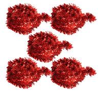 5x Red Christmas Party Decoration Tinsel, Decoration Holographic Chunky Tinsel size-2m (Red, 5)