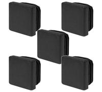 5x RIBBED INSERT PLUG END CAP FOR SQUARE TUBE 15x15 TO 60x60MM BLACK (34x34mm)