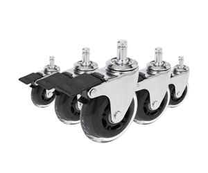 5x ROLO SKATE CT 11mm/75mm with Locking Brakes | Hard floors - Castors Silver / transparent