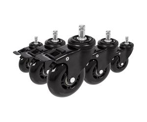 5x ROLO SKATE S 11mm/75mm with Locking Brakes | Hard floors - Castors Black