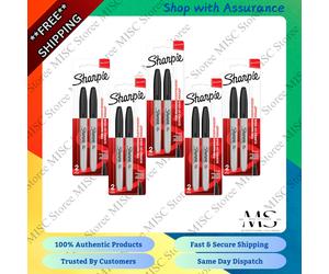 5x Sharpie Permanent Markers Fine Point for Bold Details Blak (Blister of 2)