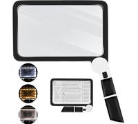 5X Sheet Magnifying Glass with Led Light, Ultra Bright Led Full Page Magnifiers for Reading Books Small Print Map Newspaper, Anti Glare Handheld Magnifier Glasses for Low Vision Person