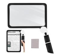 5X Sheet Magnifying Glass with Light Handheld Magnifier for Reading Folding with 48 LED Light and Anti-Glare Lens Illuminated Magnifier for Seniors Macular Degeneration
